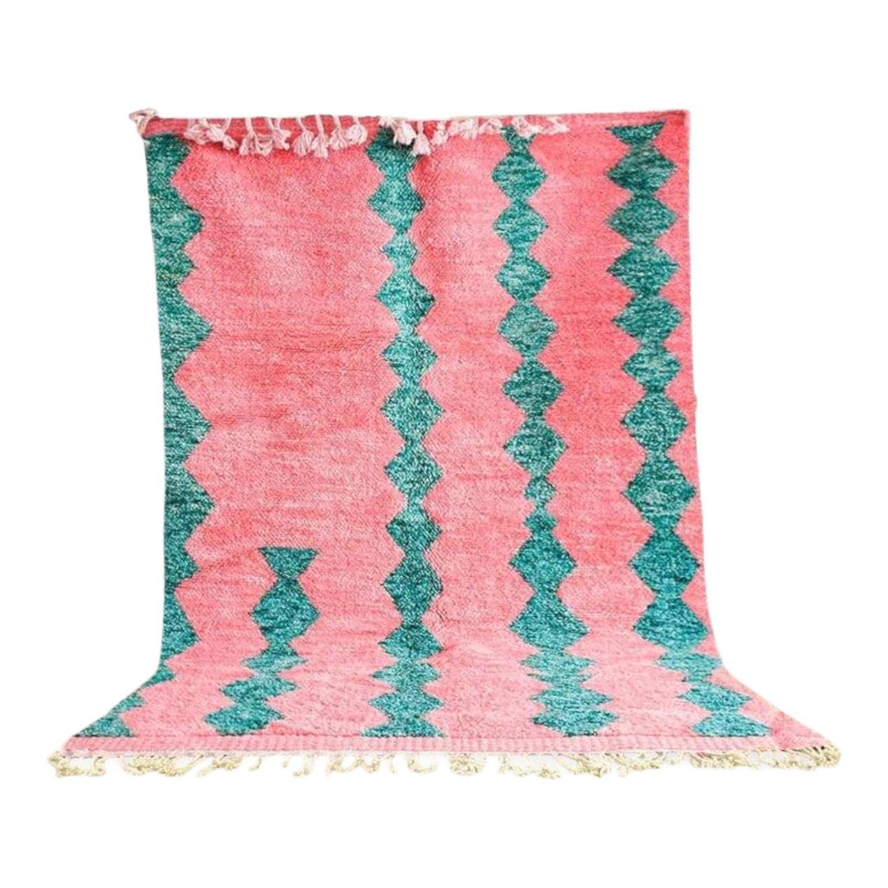 Handwoven rug 150x250 cm, wool, pink, Morocco