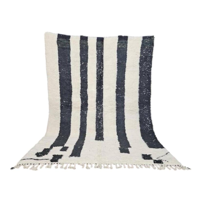 Ręcznie tkany dywan 150x250 cm, wełna, biały, czarny, Maroko