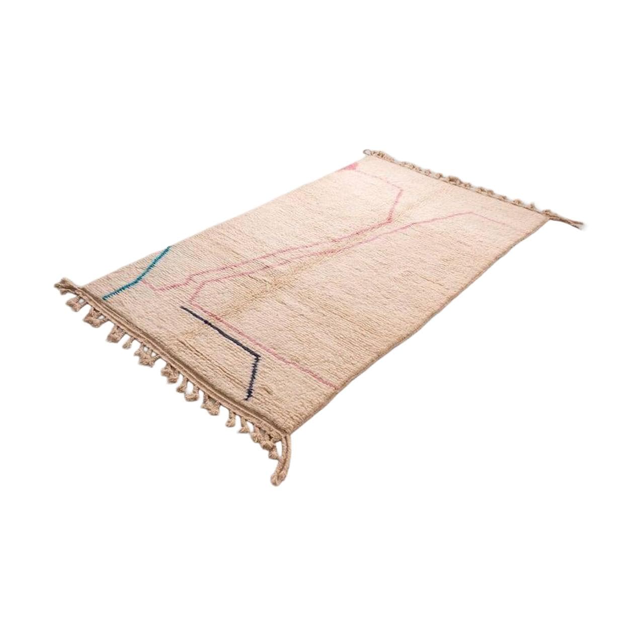 Ręcznie tkany dywan 150x250 cm, wełna, kość słoniowa, Maroko