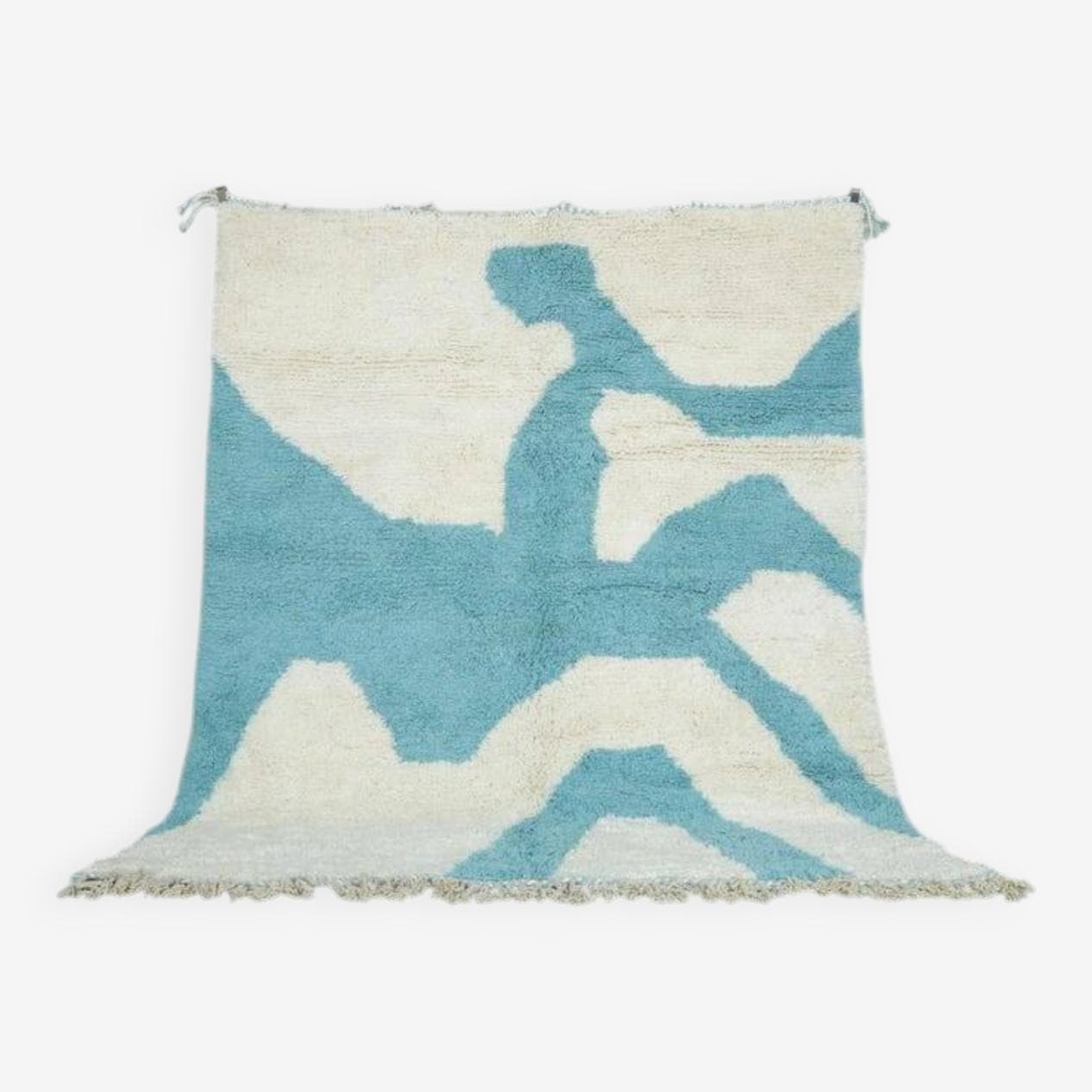 Ręcznie tkany dywan 150x260 cm, wełna, niebieski, Maroko - 199621