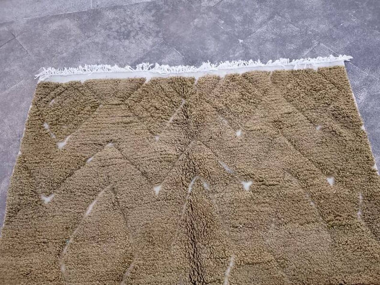 Handwoven rug 100x200 cm, wool, olive, Morocco - 199580