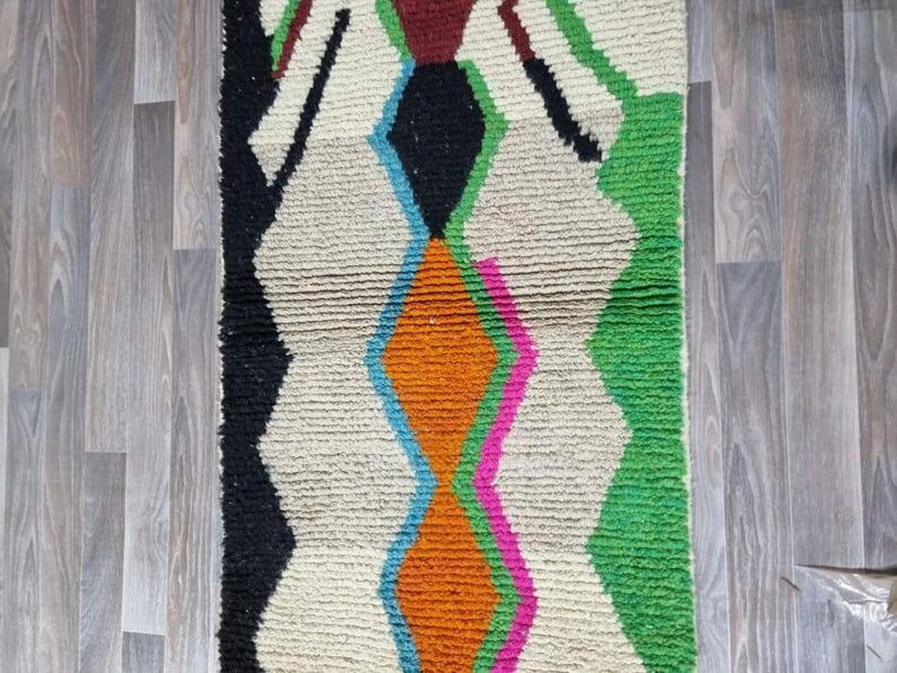 Handwoven rug 150x250 cm, wool, multicolour, Morocco - 199552