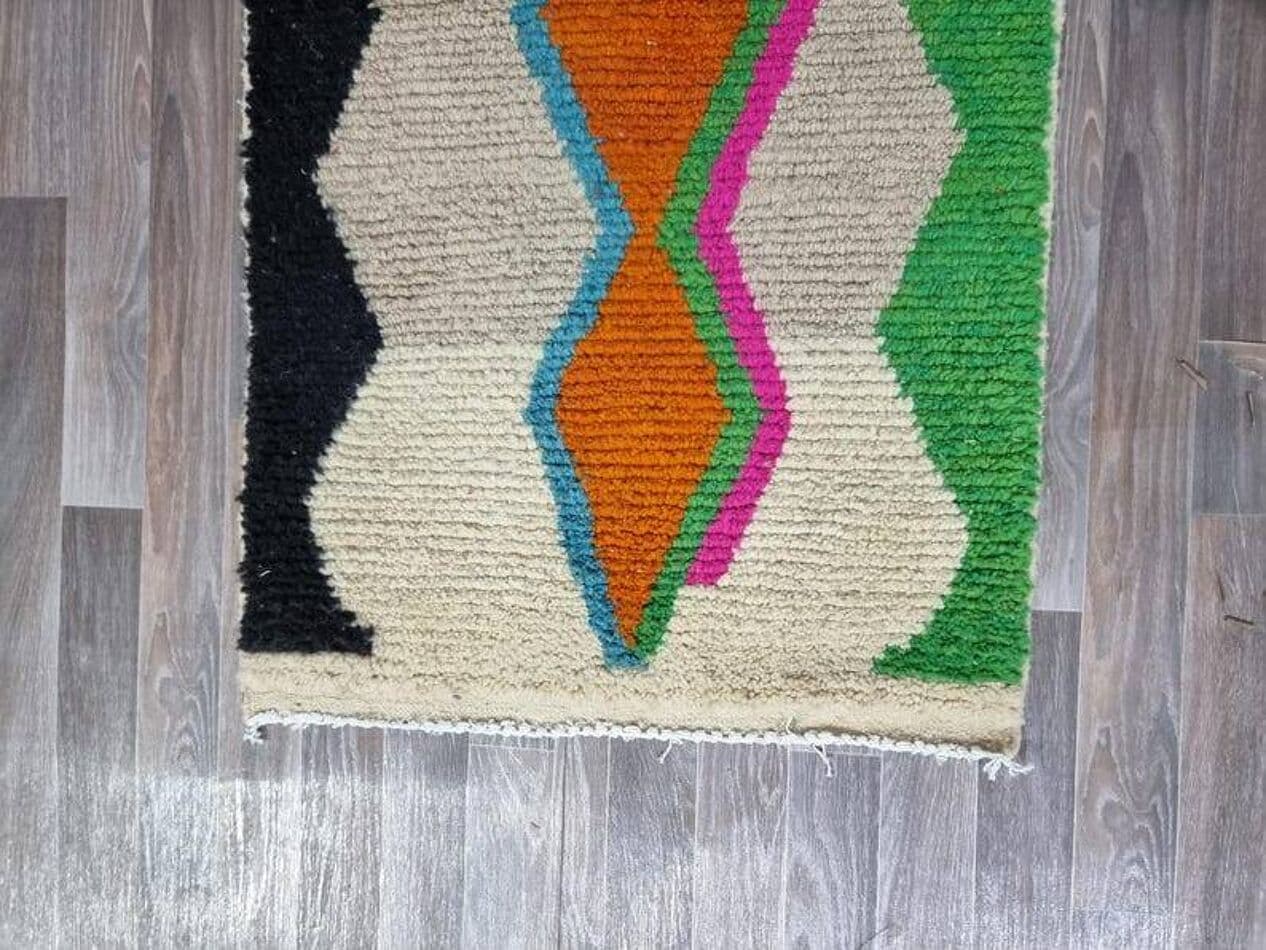 Handwoven rug 150x250 cm, wool, multicolour, Morocco - 199548