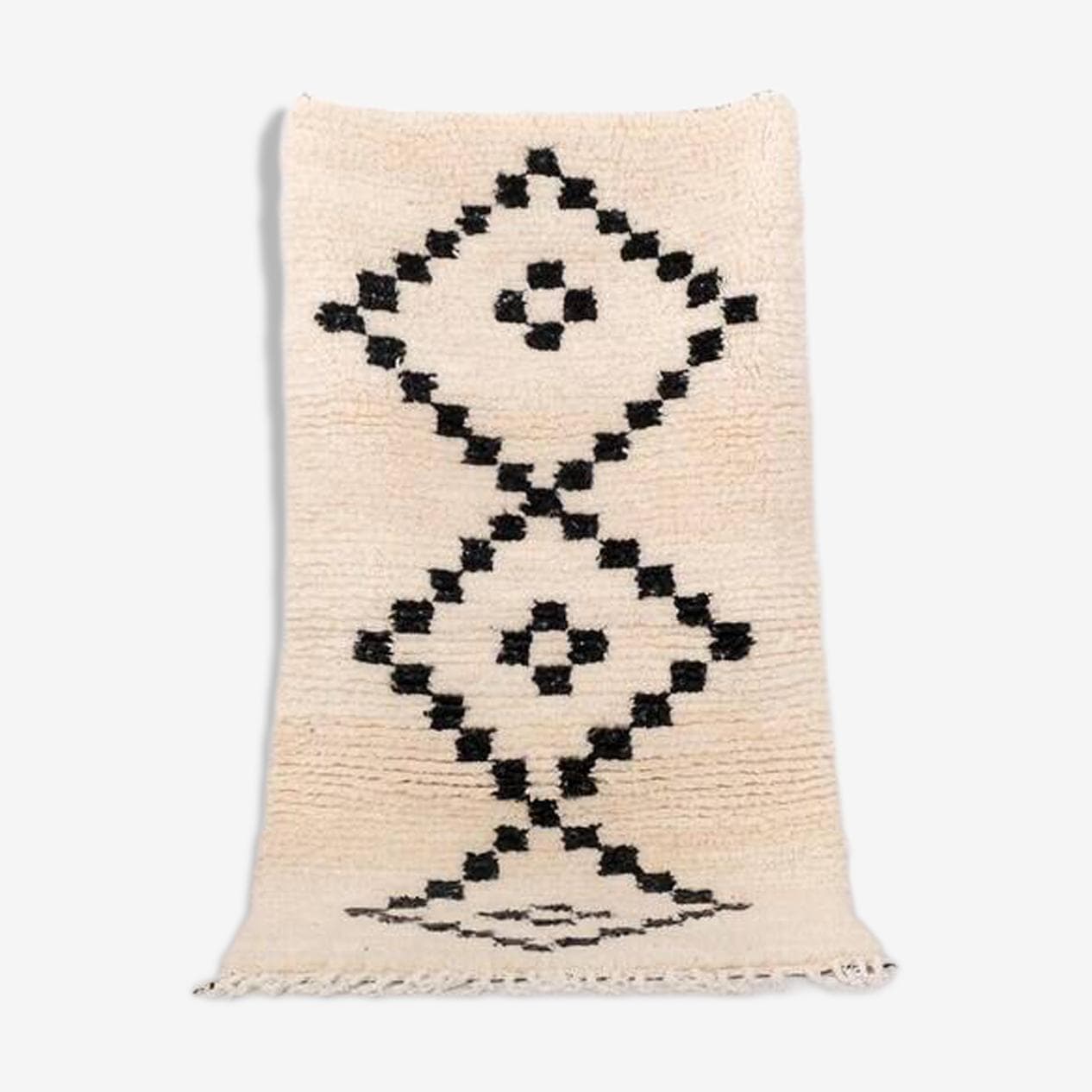 Ręcznie tkany dywan 140x250 cm, wełna, kość słoniowa, czarny, Maroko - 199532