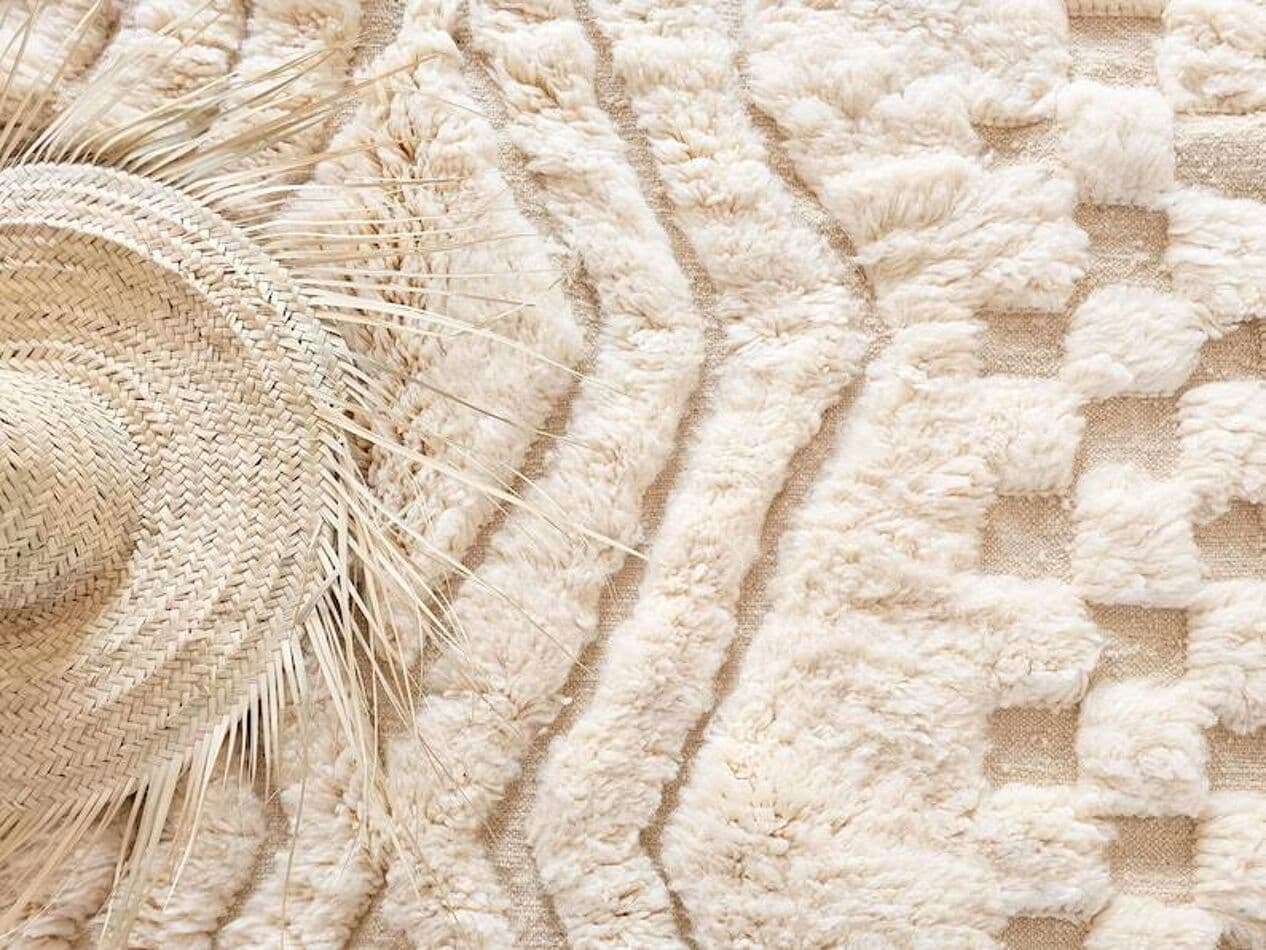 Ręcznie tkany dywan 150x260 cm, wełna, biały, Maroko - 199520