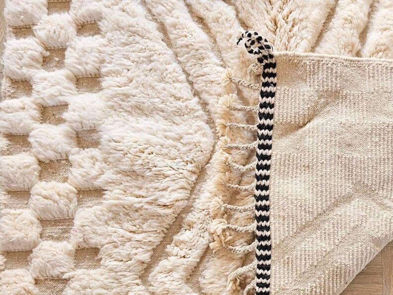 Ręcznie tkany dywan 150x260 cm, wełna, biały, Maroko - 199519