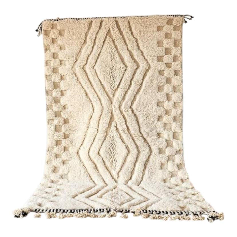 Ręcznie tkany dywan 150x260 cm, wełna, biały, Maroko