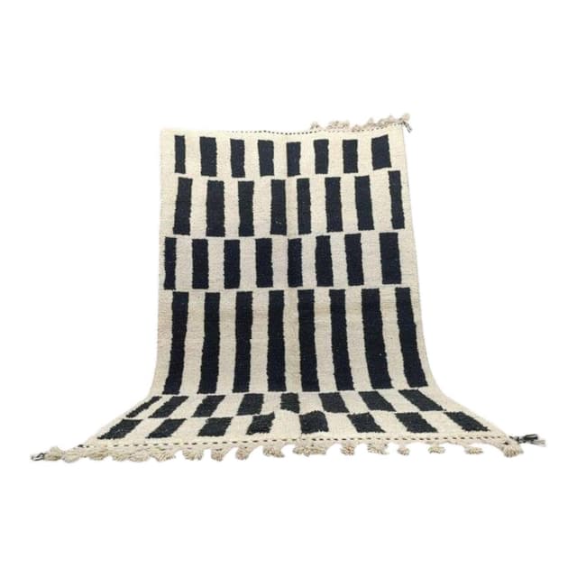 Handwoven rug 150x250 cm, wool, black, ivory, Morocco - DIMENSION