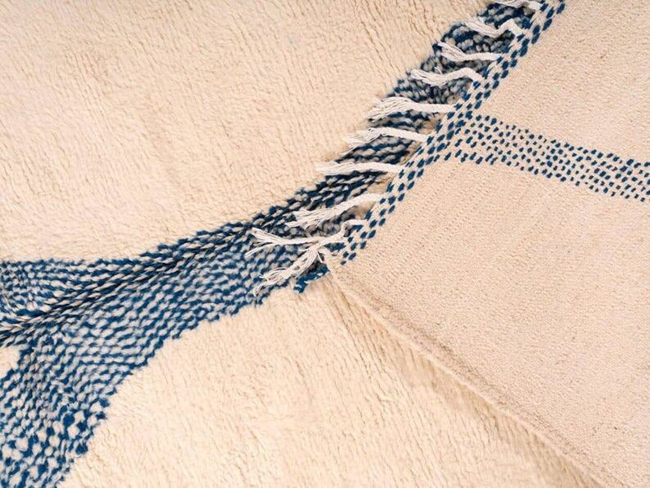 Ręcznie tkany dywan 150x250 cm, wełna, kość słoniowa, niebieski, Maroko - 199491