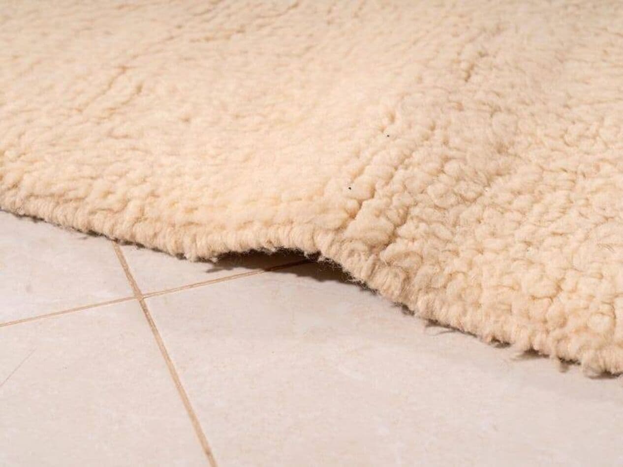 Ręcznie tkany dywan 150x250 cm, wełna, kość słoniowa, niebieski, Maroko - 199494