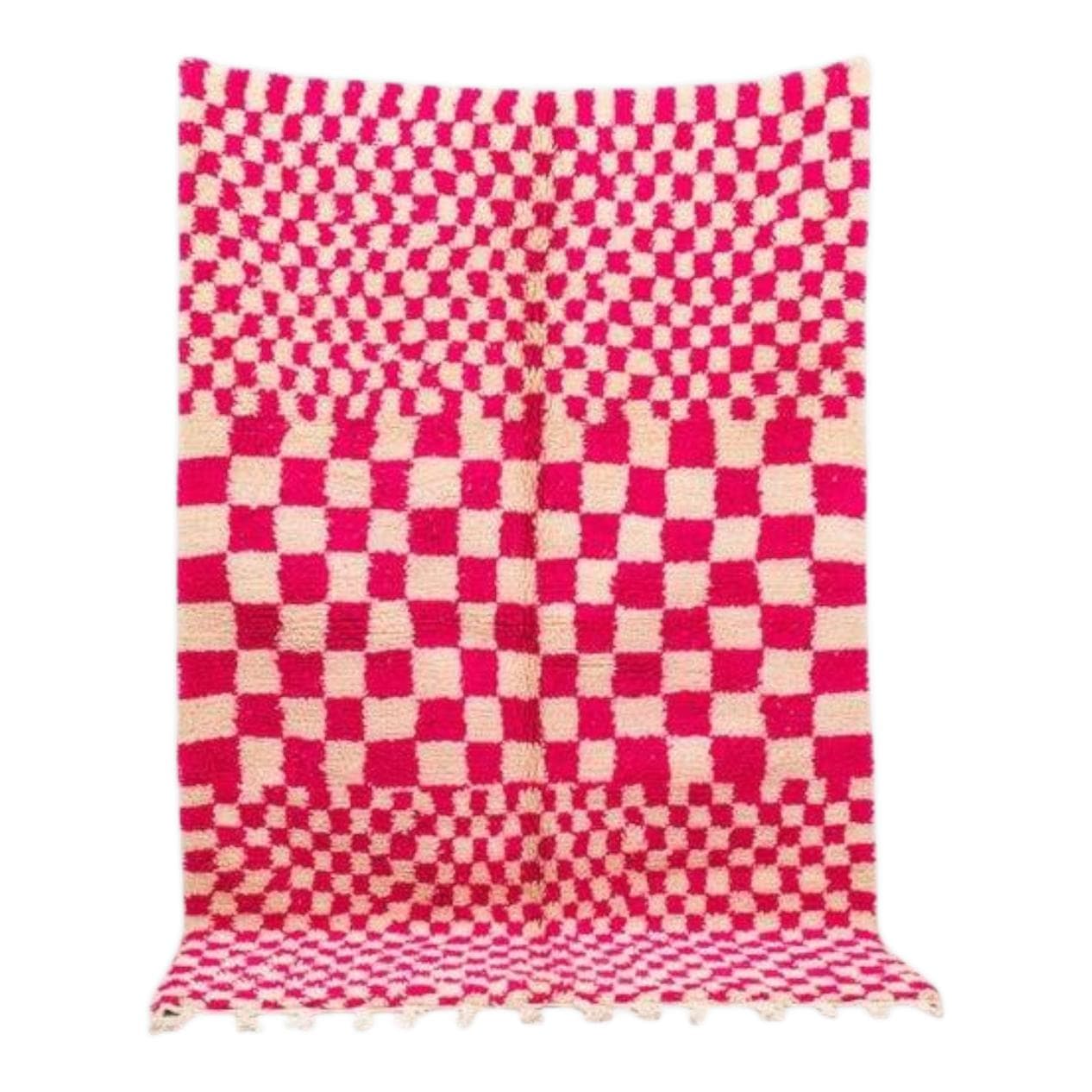 Handwoven rug 150x250 cm, wool, red, white, Morocco