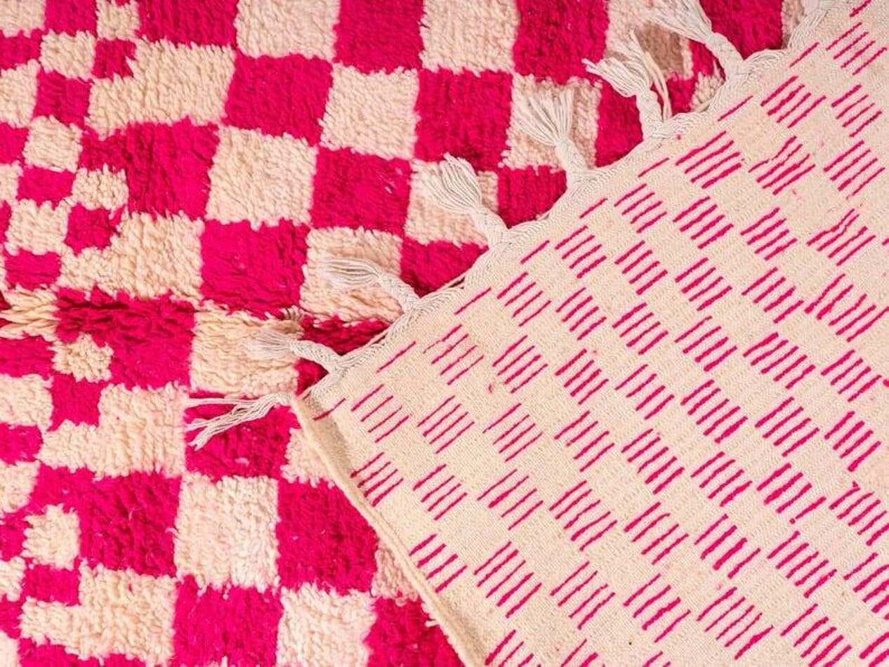 Handwoven rug 150x250 cm, wool, red, white, Morocco - 199463