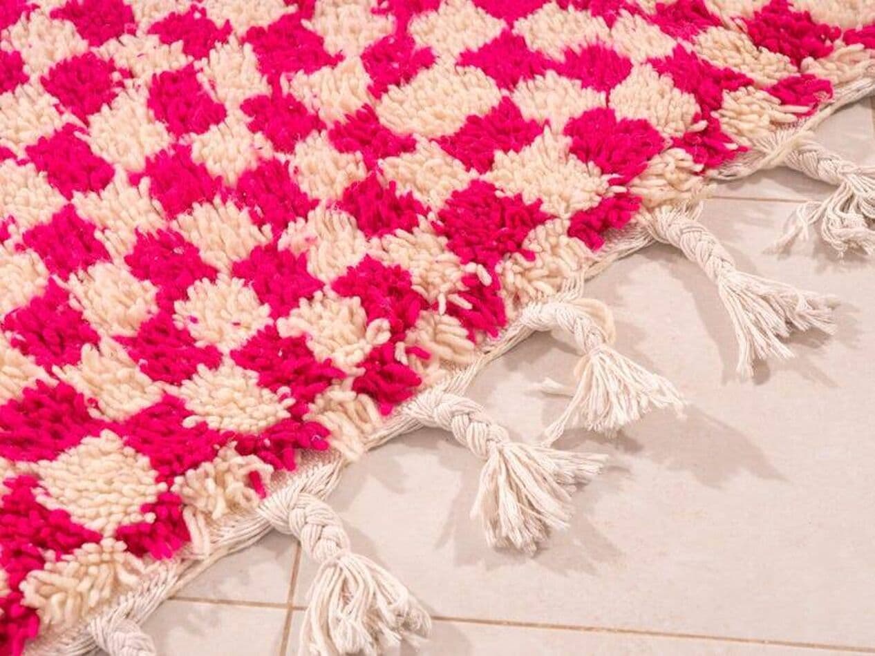 Handwoven rug 150x250 cm, wool, red, white, Morocco - 199466