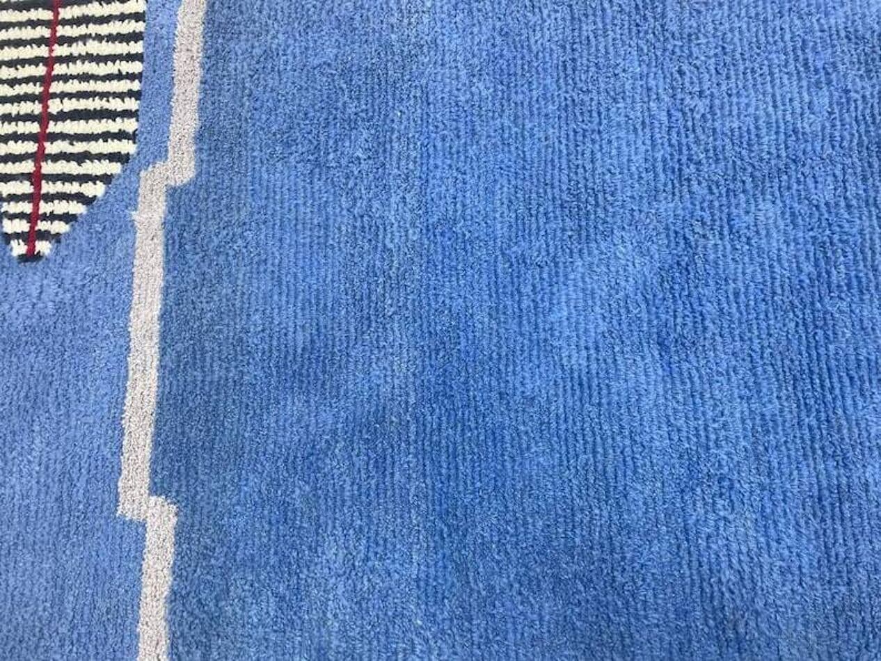 Hand-woven rug 150x250 cm, wool, blue, black, grey, cream, Morocco - 199444