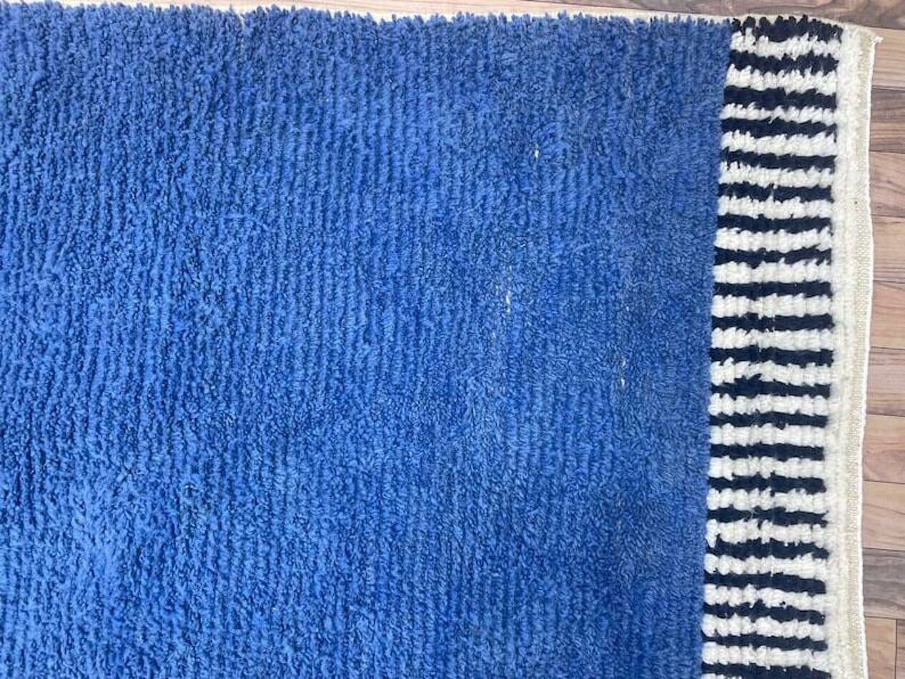 Hand-woven rug 150x250 cm, wool, blue, black, grey, cream, Morocco - 199445