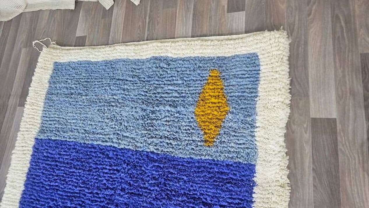 Handwoven rug 200x300 cm, wool, blue, Morocco - 199437