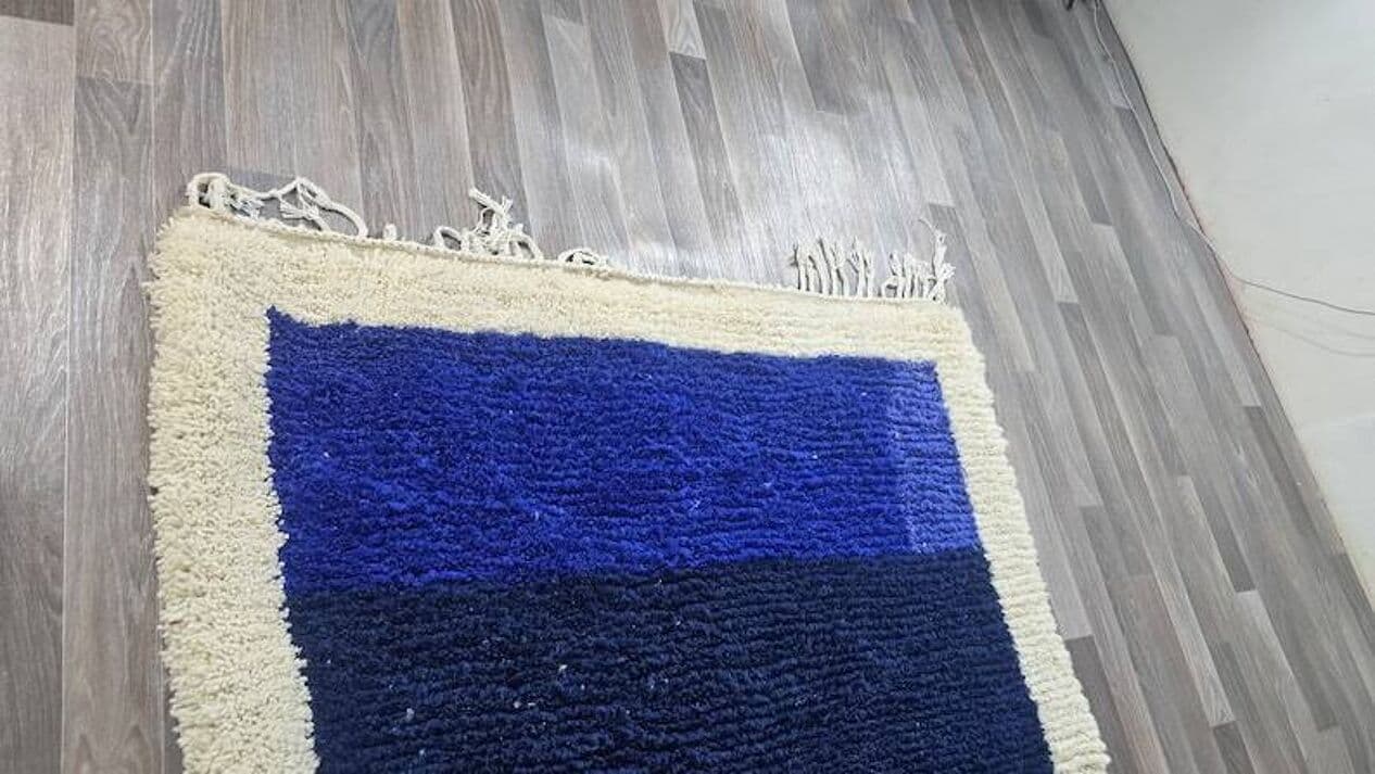 Handwoven rug 200x300 cm, wool, blue, Morocco - 199438