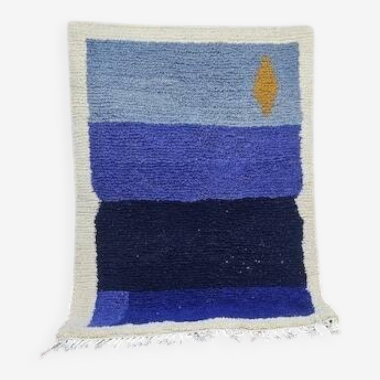 Handwoven rug 200x300 cm, wool, blue, Morocco - 199434