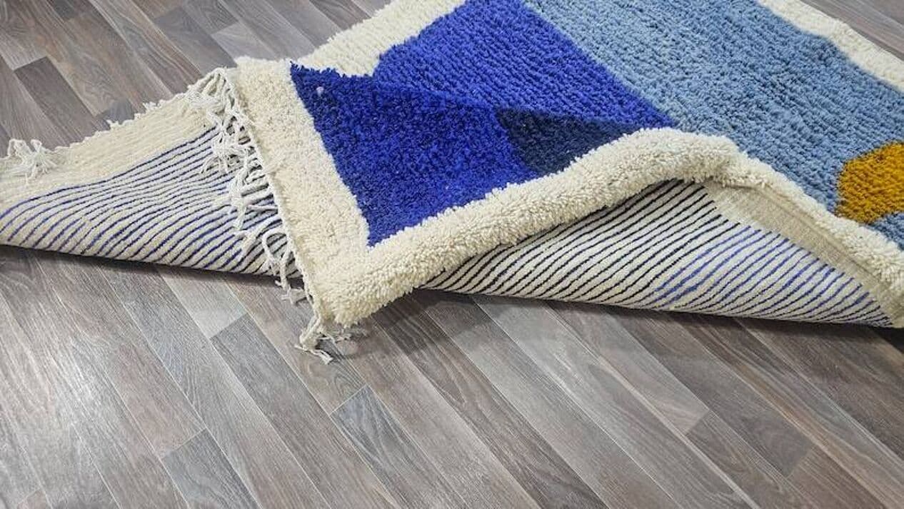 Handwoven rug 200x300 cm, wool, blue, Morocco - 199435
