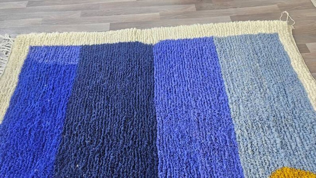 Handwoven rug 200x300 cm, wool, blue, Morocco - 199436