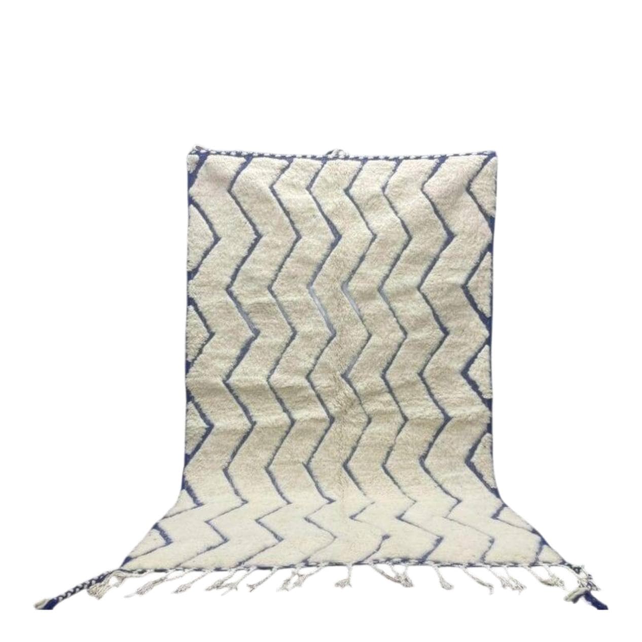 Ręcznie tkany dywan 250x150 cm, wełna, niebieski, kremowy, Maroko