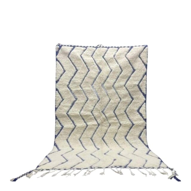 Ręcznie tkany dywan 250x150 cm, wełna, niebieski, kremowy, Maroko - WYMIARY