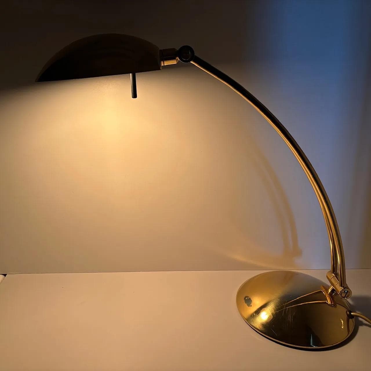 Lampa biurkowa, złoty mosiądz, Hustadt Leuchten, Niemcy, lata 70. - 14032