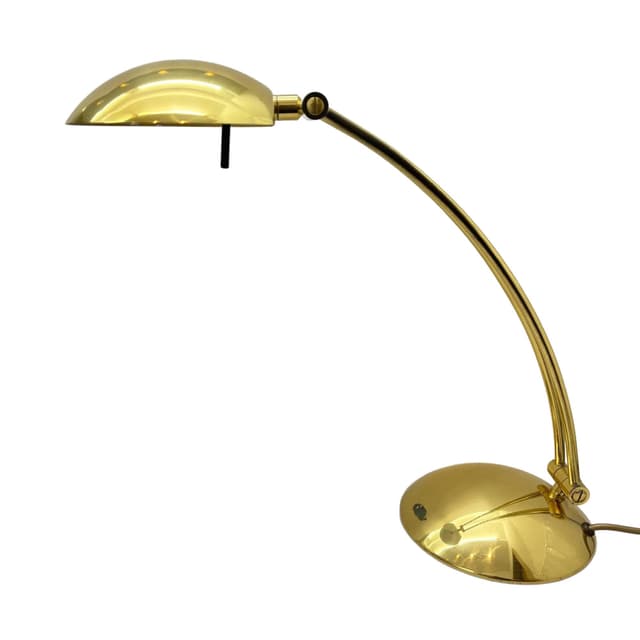 Lampa biurkowa, złoty mosiądz, Hustadt Leuchten, Niemcy, lata 70. - WYMIARY