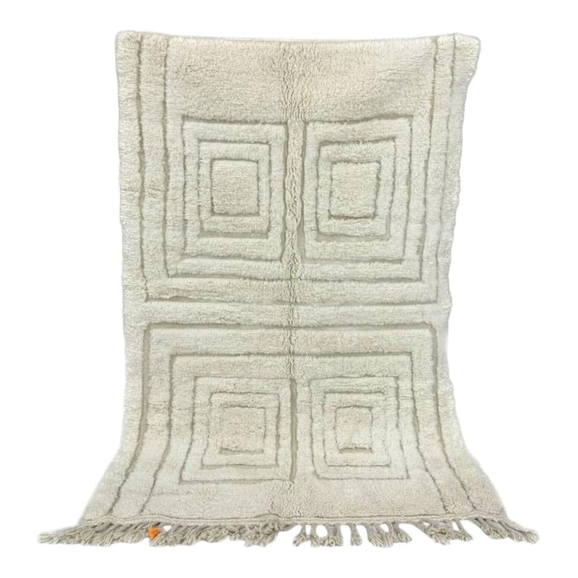 Ręcznie tkany dywan 250x150 cm, wełna, biały, Maroko