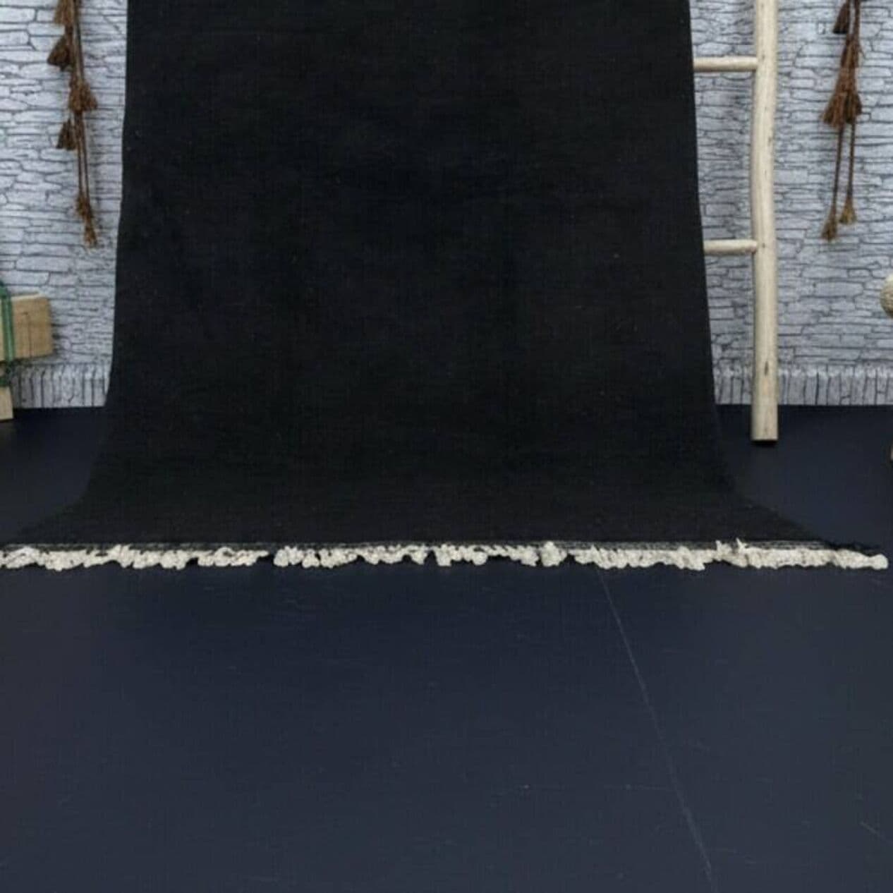 Handwoven rug 250x150 cm, wool, black, Morocco - 199338