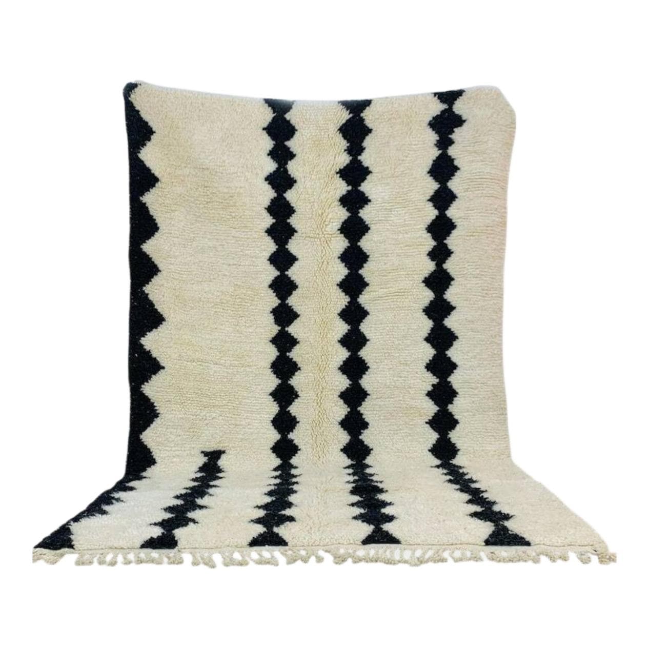 Handwoven rug 250x150 cm, wool, ivory, black, Morocco