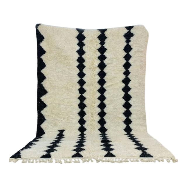 Handwoven rug 250x150 cm, wool, ivory, black, Morocco - DIMENSION