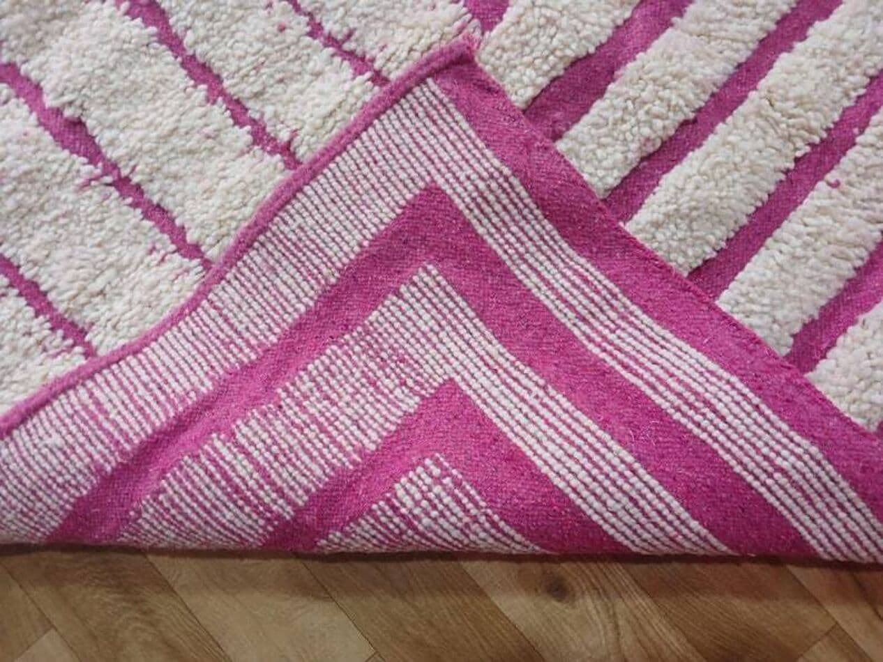 Ręcznie tkany dywan 250x150 cm, wełna, beżowy, magenta, Maroko - 199321