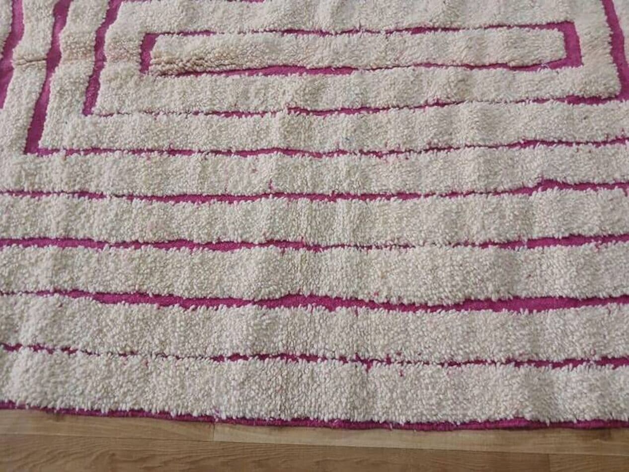 Ręcznie tkany dywan 250x150 cm, wełna, beżowy, magenta, Maroko - 199320