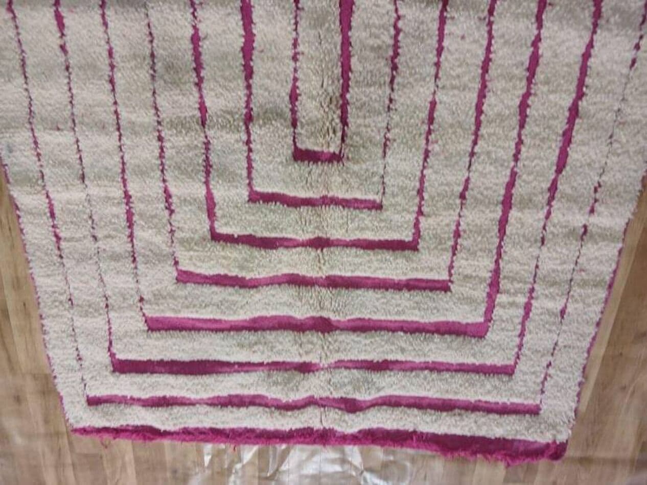 Ręcznie tkany dywan 250x150 cm, wełna, beżowy, magenta, Maroko - 199318