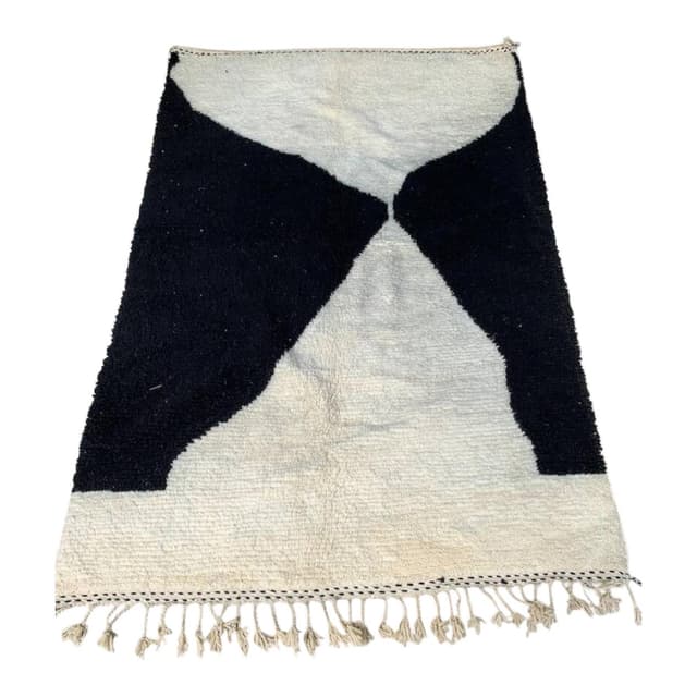 Ręcznie tkany dywan 150x250 cm, wełna, czarny, kość słoniowa, Maroko - WYMIARY