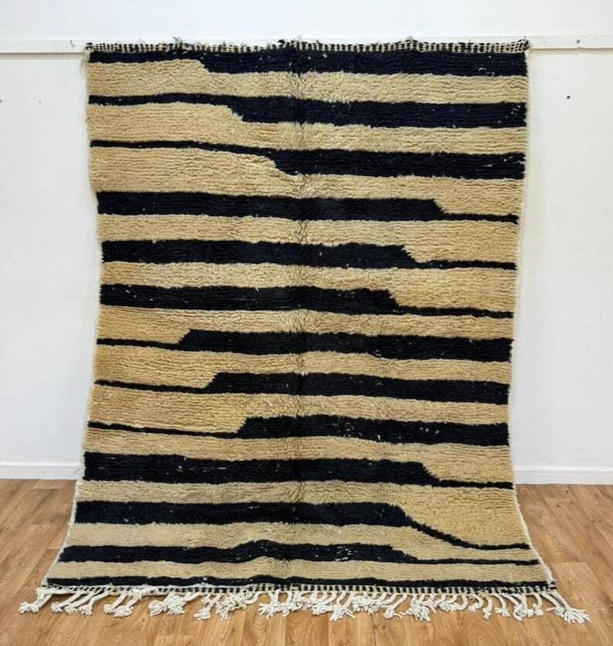 Ręcznie tkany dywan 250x150 cm, wełna, ecru, czarny, Maroko - 199269