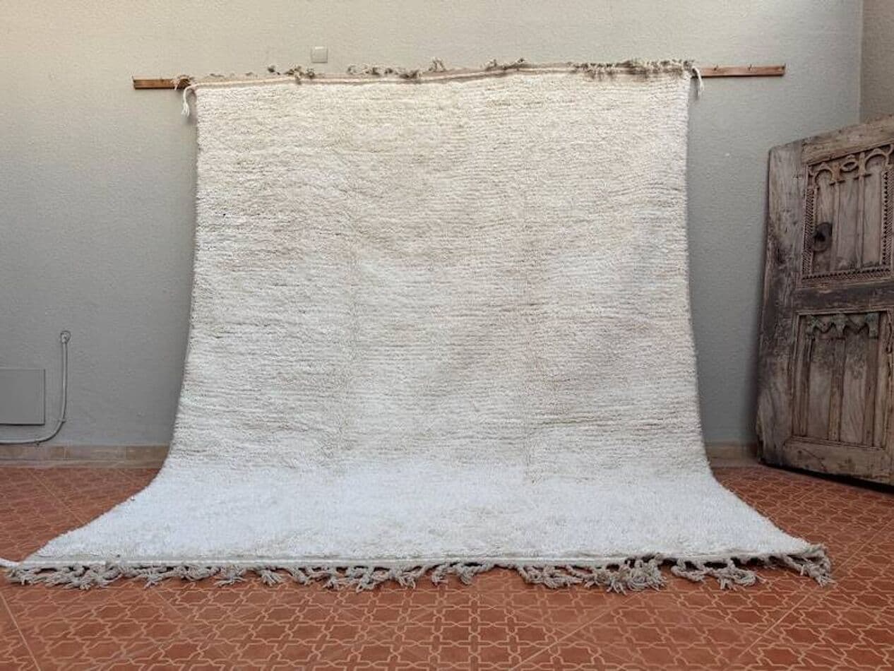 Ręcznie tkany dywan 200x300 cm, wełna, biały, Maroko - 199253