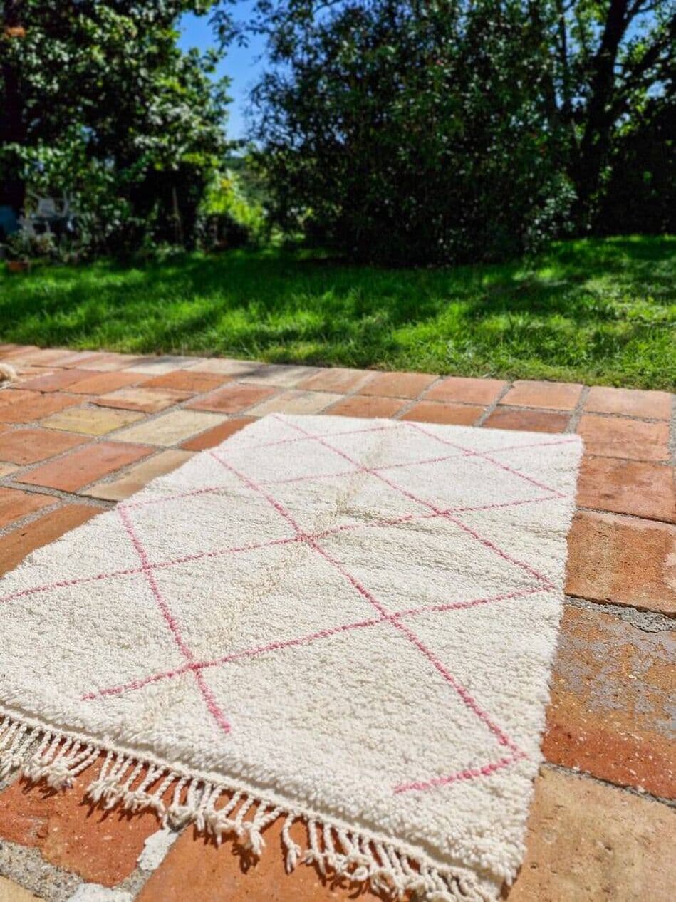 Ręcznie tkany dywan 250x150 cm, wełna, kość słoniowa, Maroko - 199222