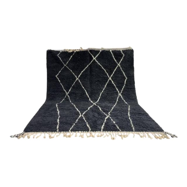 Ręcznie tkany dywan 250x200 cm, wełna, czarny, kremowy, Maroko - WYMIARY