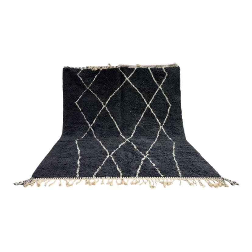 Ręcznie tkany dywan 250x200 cm, wełna, czarny, kremowy, Maroko