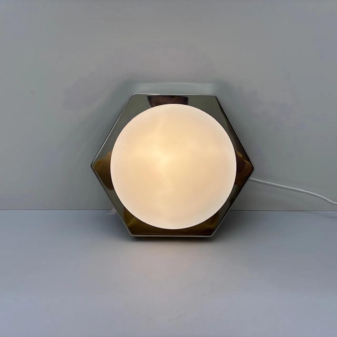 Pair of wall sconces, chrome silver steel, opal glass, N-Licht, Germany, 1980s. - 14022