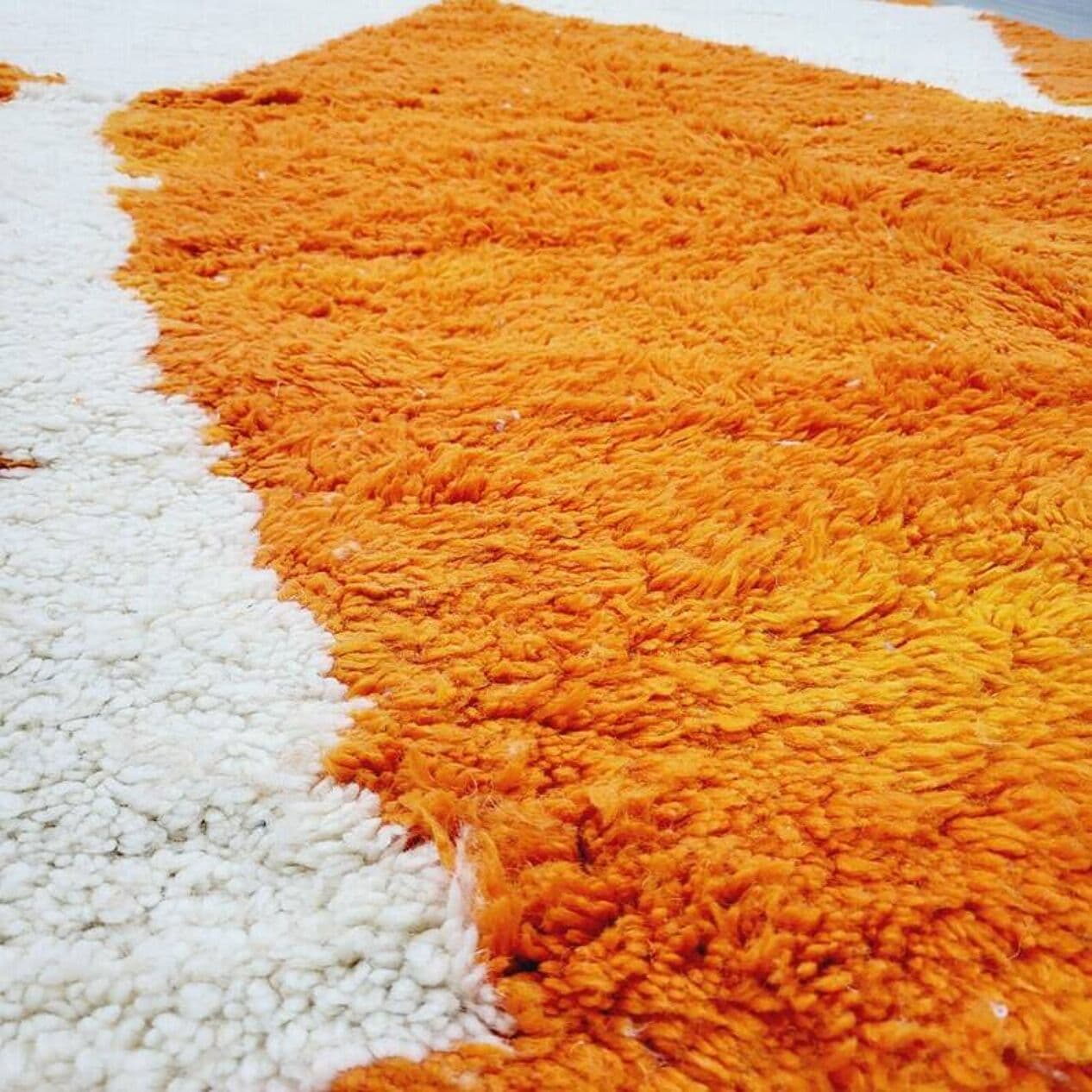 Ręcznie tkany dywan 200x300 cm, wełna, pomarańczowy, kość słoniowa, Maroko - 199141