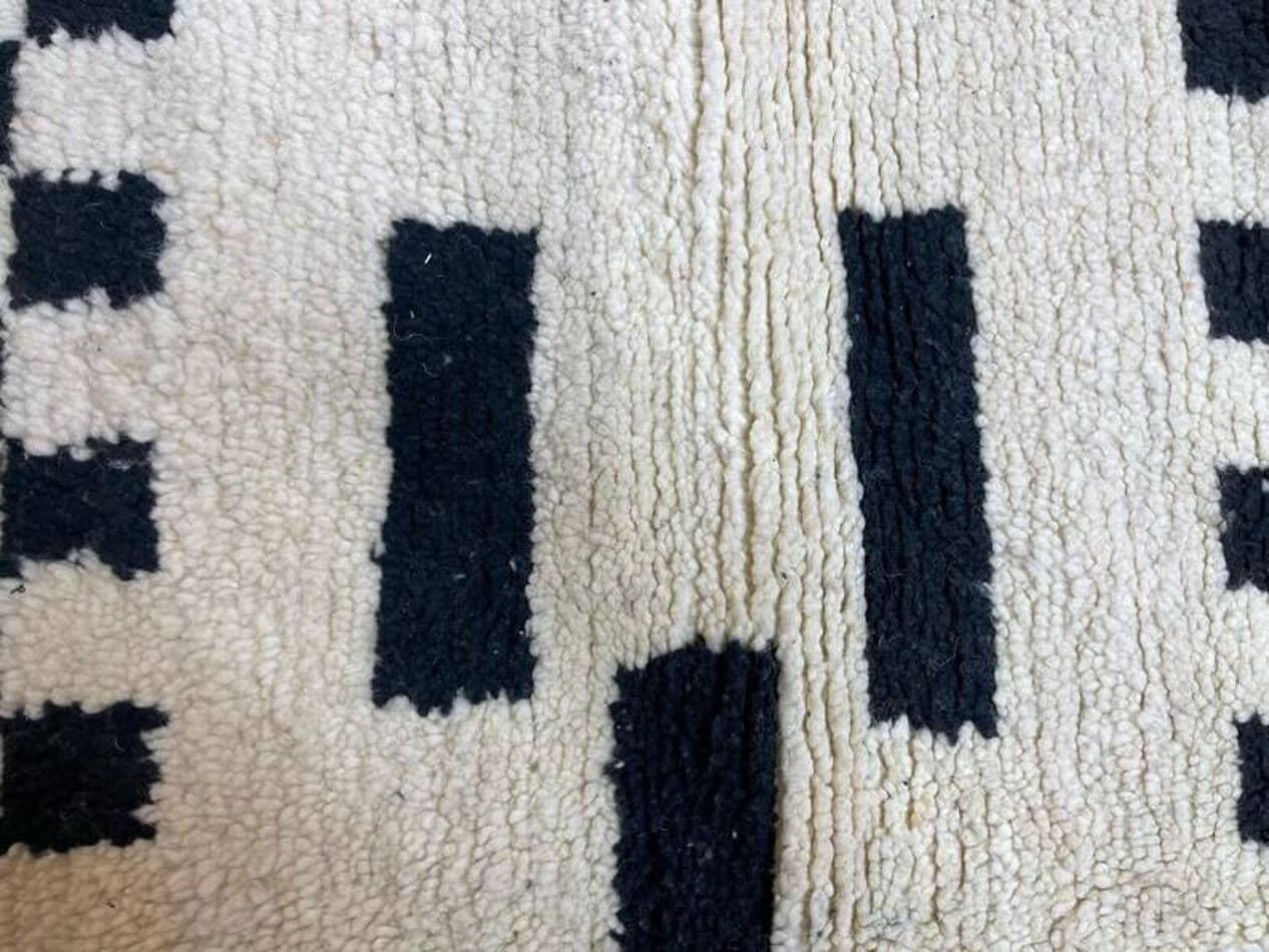 Ręcznie tkany dywan 250x150 cm, wełna, kość słoniowa, czarny, Maroko - 199096