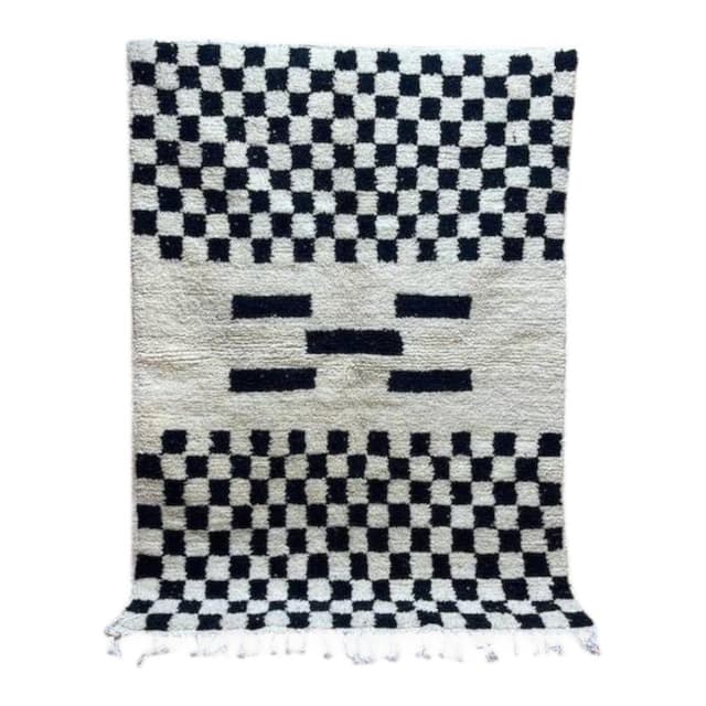 Ręcznie tkany dywan 250x150 cm, wełna, kość słoniowa, czarny, Maroko - WYMIARY