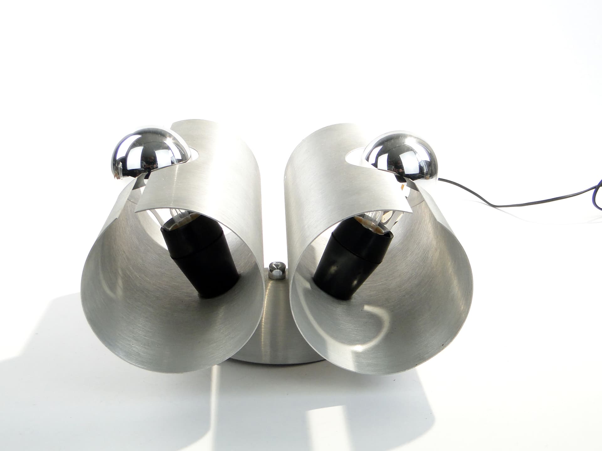 Kinkiet, srebrny, aluminium szczotkowane, Polam, Polska, lata 60. - 1396