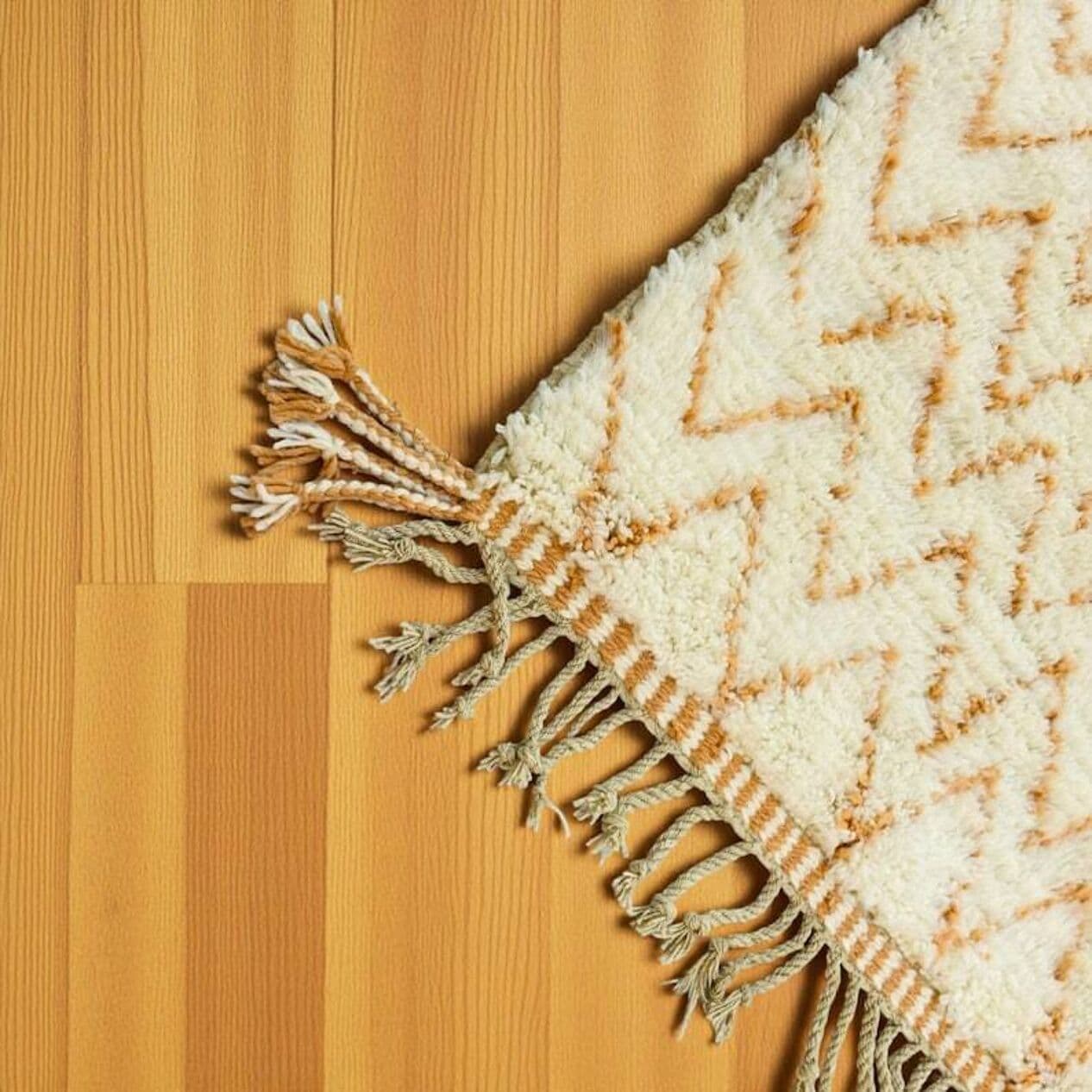 Ręcznie tkany dywan 250x150 cm, wełna, ecru, brązowy, Maroko - 199015