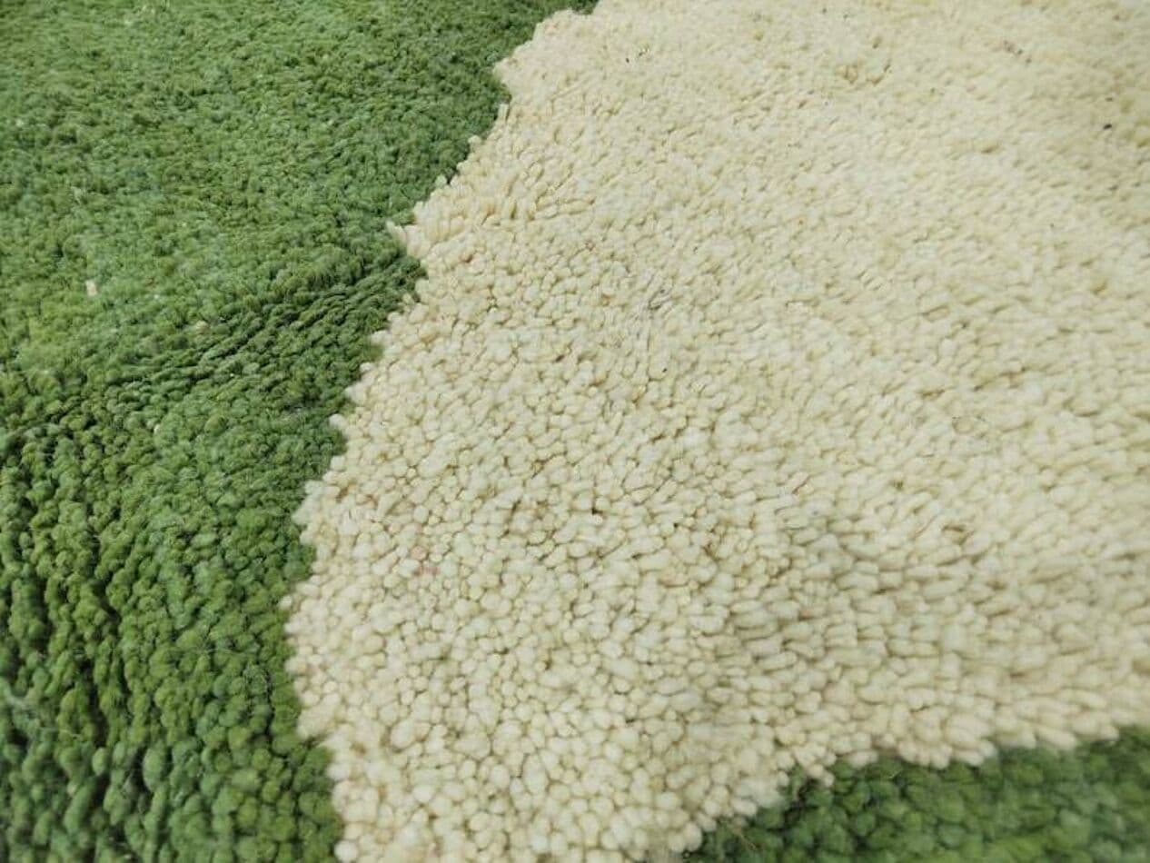 Ręcznie tkany dywan 100x200 cm, wełna, beżowy, zielony, szary, bursztynowy, Maroko - 198991