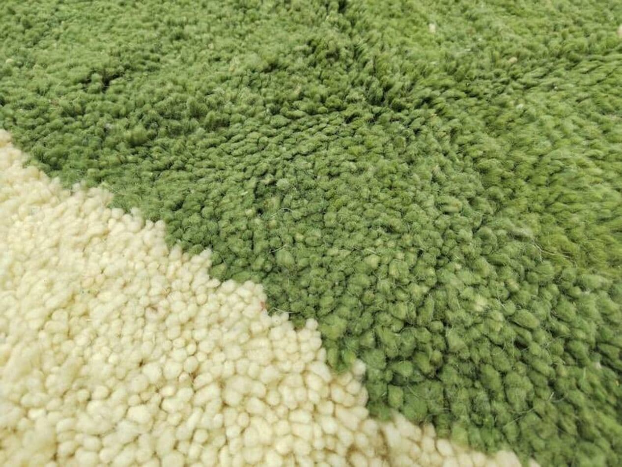 Ręcznie tkany dywan 100x200 cm, wełna, beżowy, zielony, szary, bursztynowy, Maroko - 198992