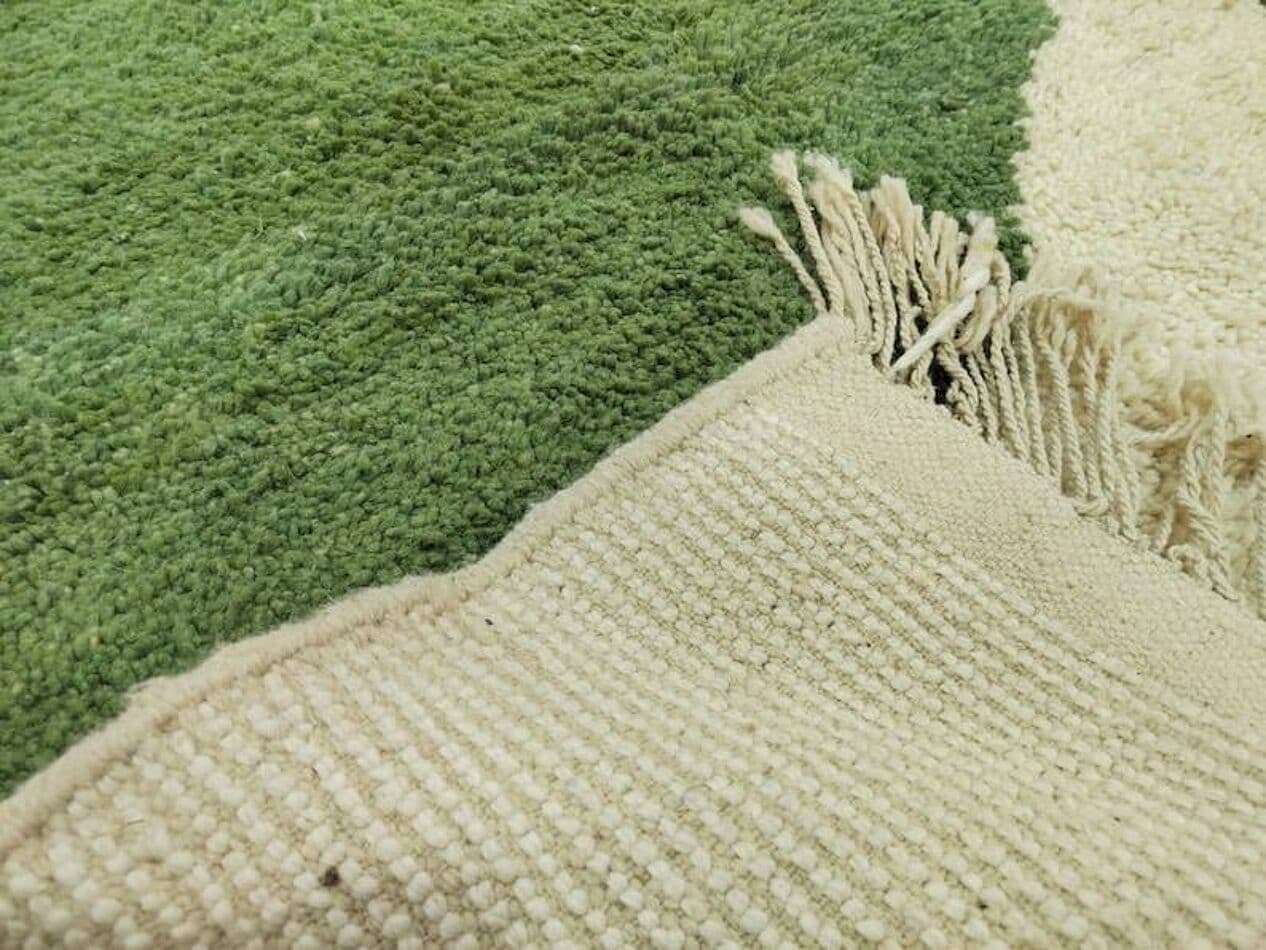 Ręcznie tkany dywan 100x200 cm, wełna, beżowy, zielony, szary, bursztynowy, Maroko - 198994